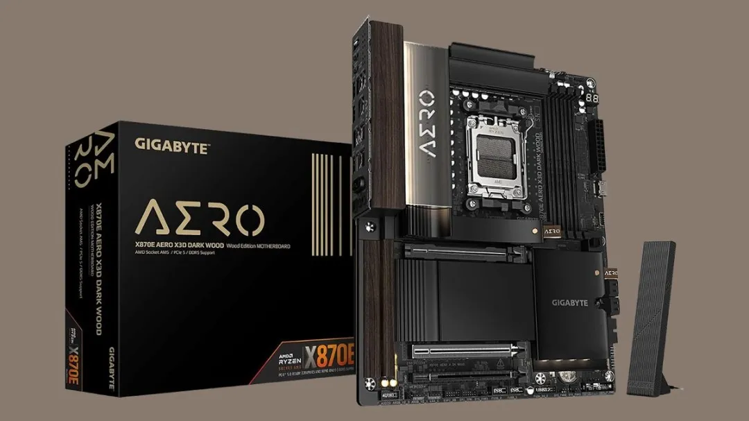 深色木纹饰面！技嘉推出X870E AERO X3D主板