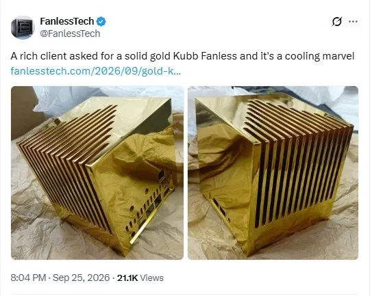 壕无人性！土豪用1200万定制24K纯金主机 散热比铝合金快50%